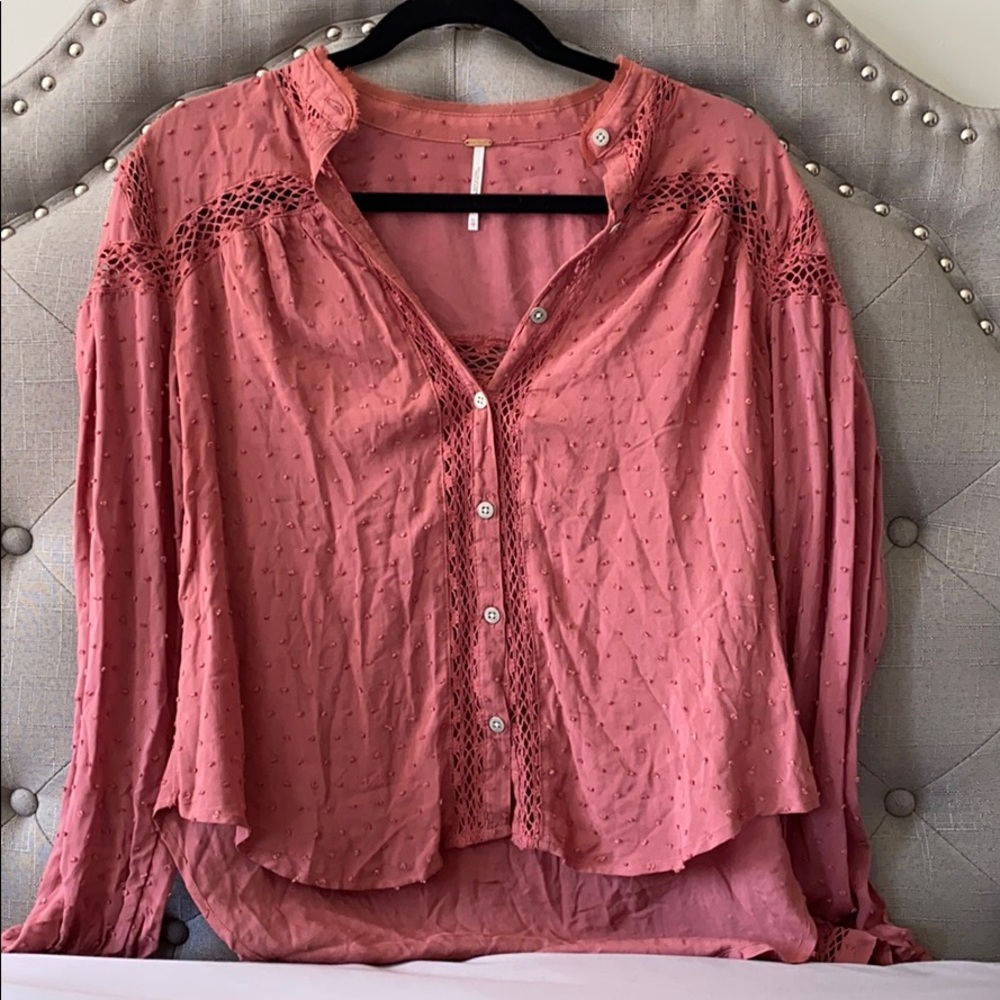 NWT Free people button-down top in dusty pink